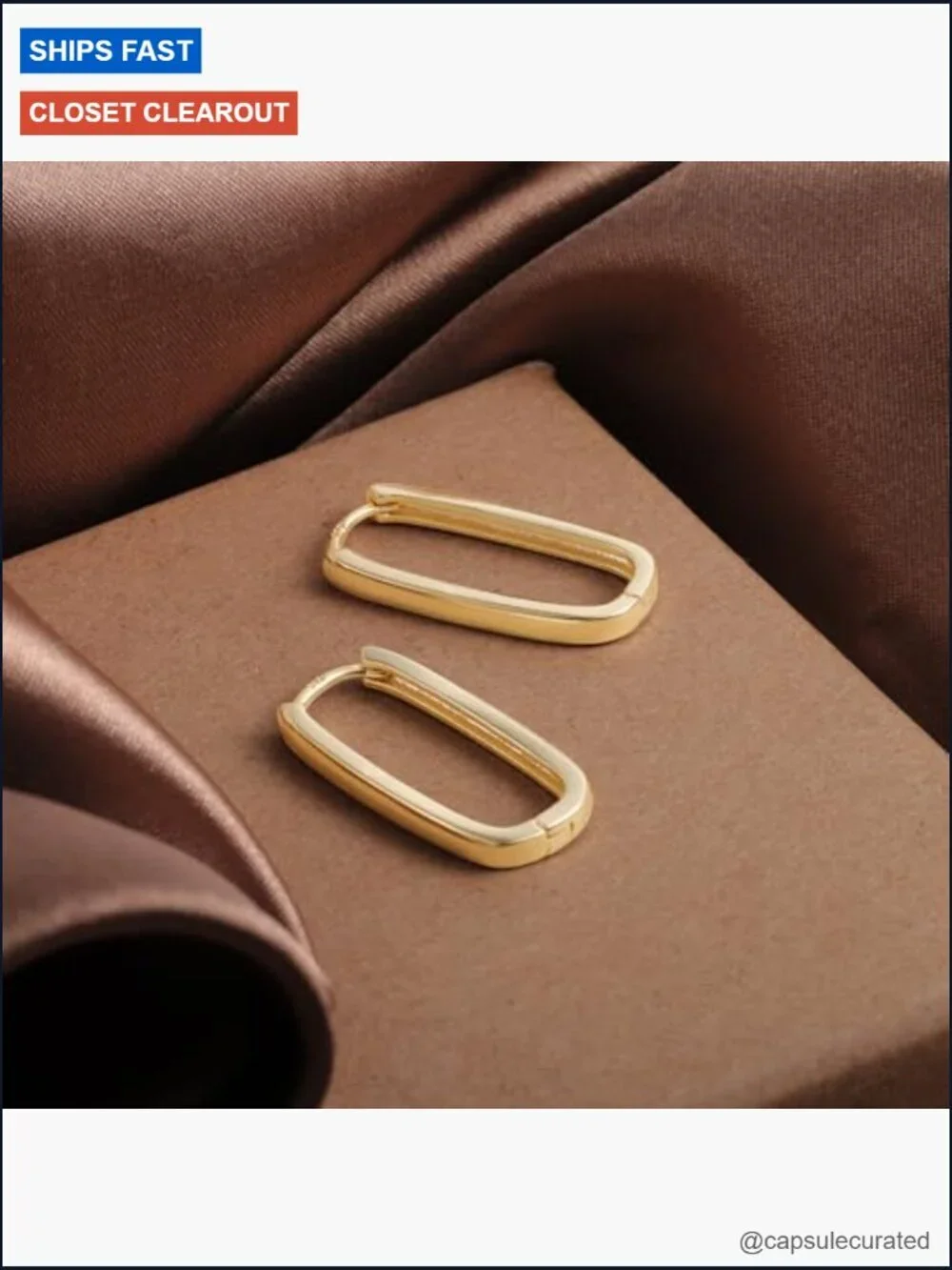 Rectangle Gold Hoop Earrings Geometric Hypoallergenic Square Hoops